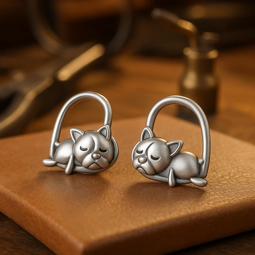 Pendientes de Cachorro Durmiendo en Plata 925