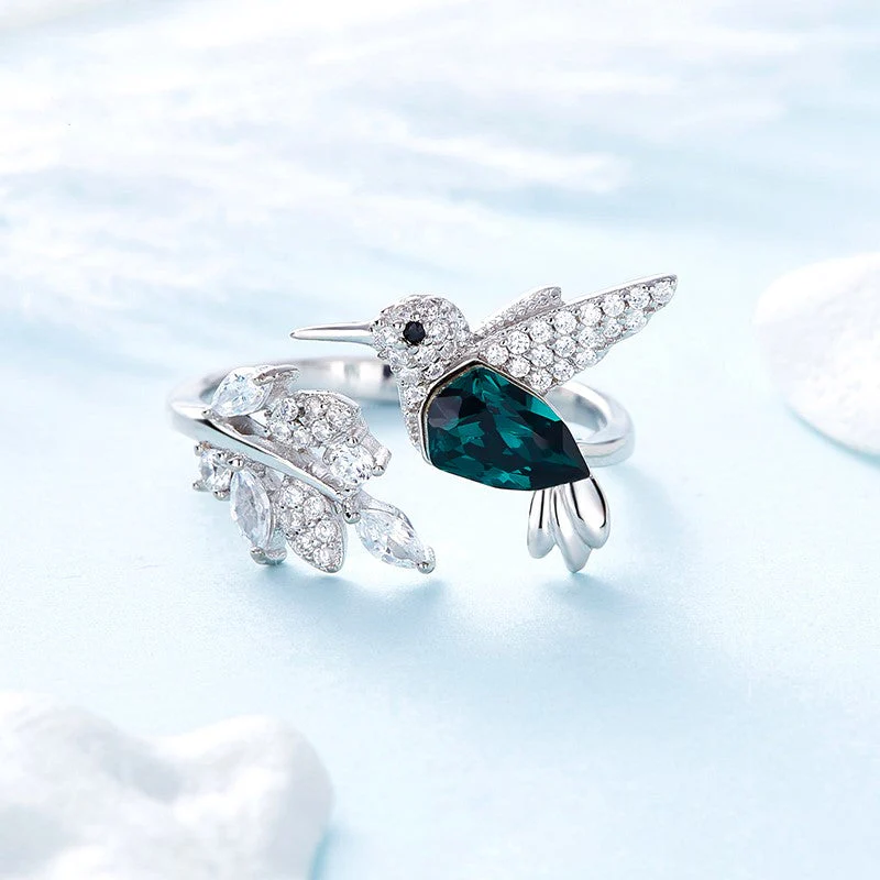 Anillo Ajustable Brillante de Colibrí con Diamante de Estras - Image 2