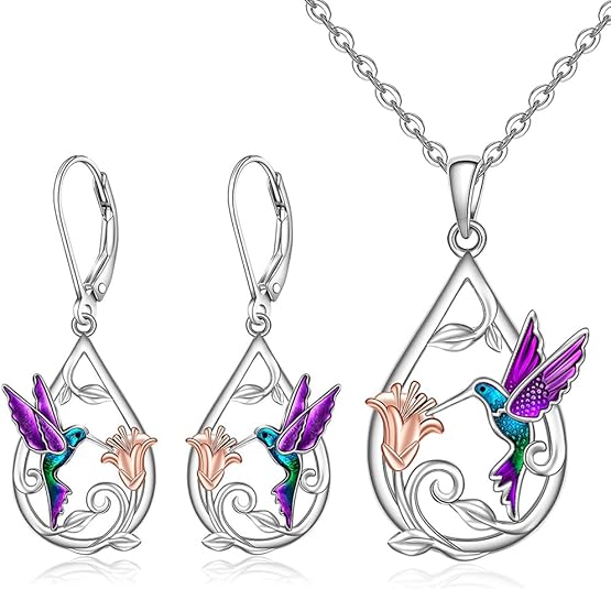 Collar de Colibrí para Mujer con Pendientes de Regalo - Image 5