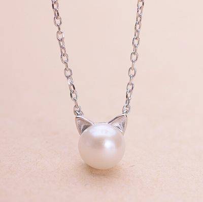 Collar de Gato con Perla con Pendientes de Regalo + Anillo - Image 3