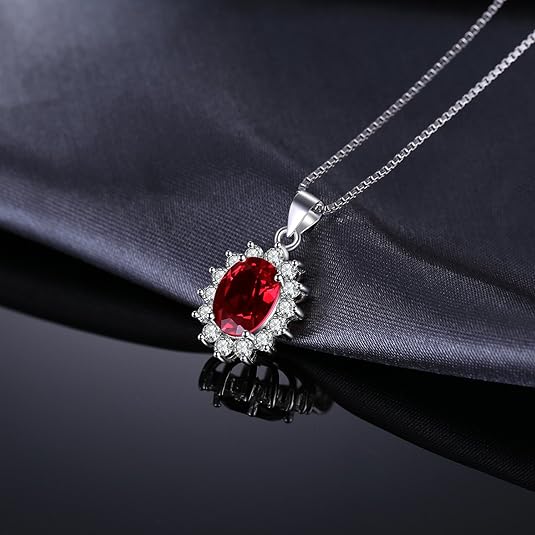 Collar Halo de Rubí Clásico | Oro Blanco - Image 2