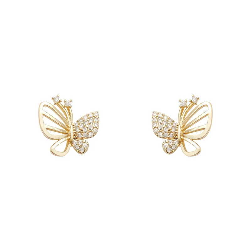 Pendientes de Poste de Mariposa con Zirconia - Image 5