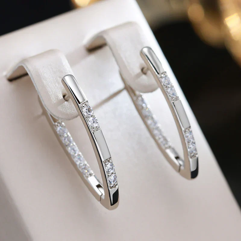 Pendientes elegantes de circonita en oro - Image 2