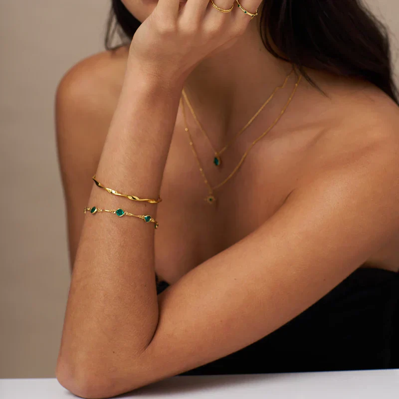 Pulsera de Cadena de Eslabones Emerald | Oro - Image 3