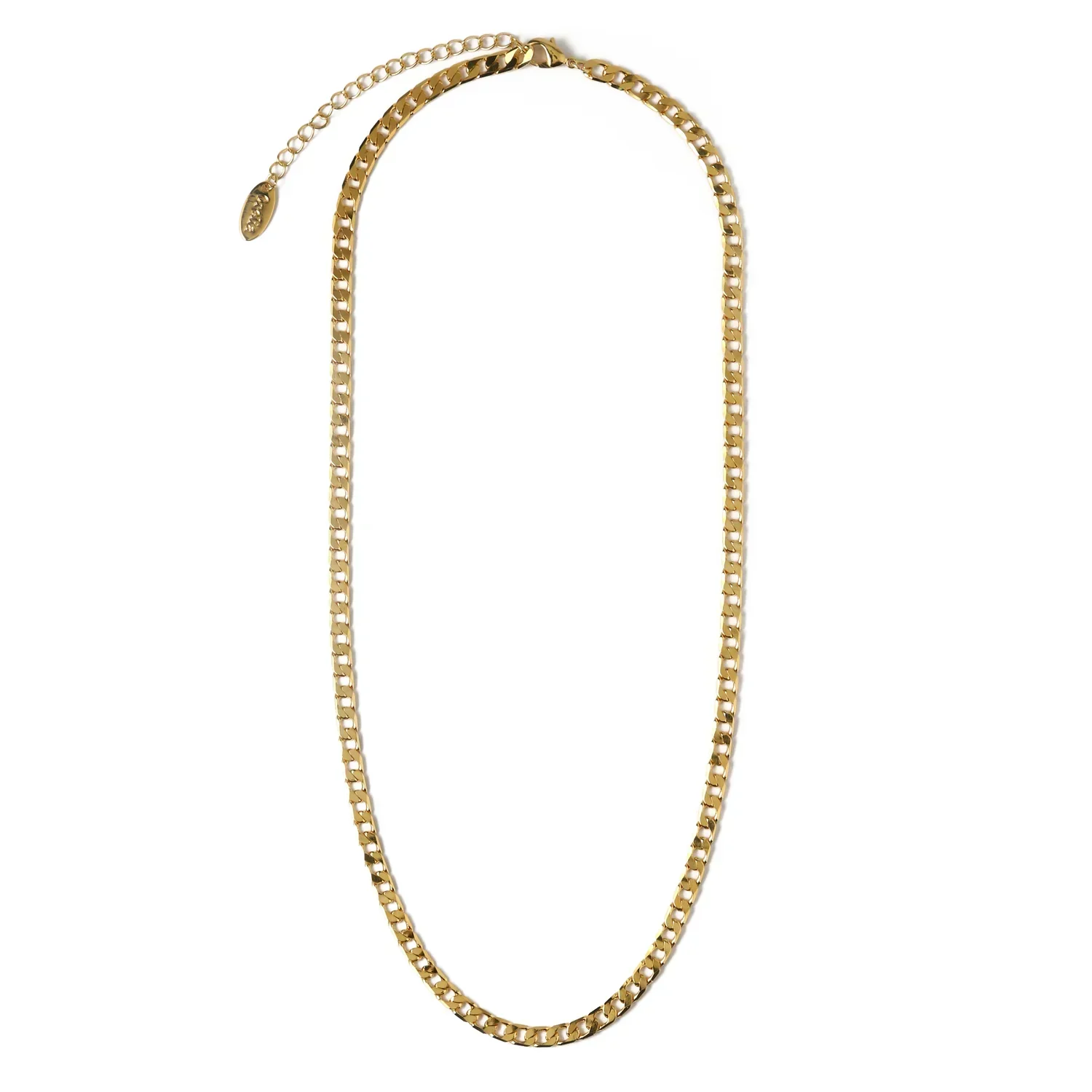 Collar de Cadena Curb de Eslabones Planos | Oro - Image 2