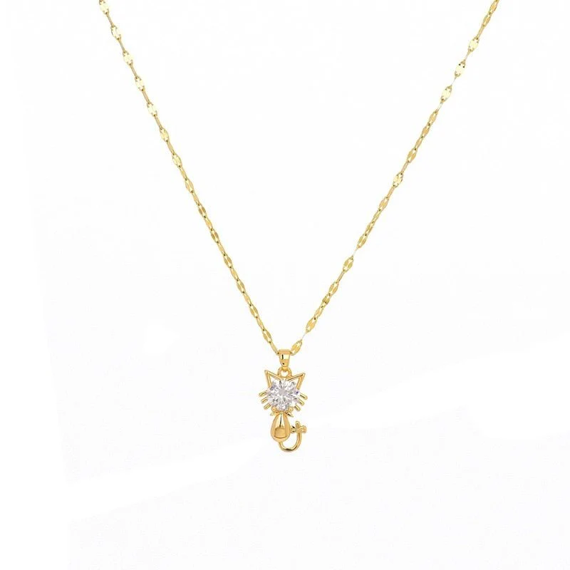 Collar de gato con zirconia bañado en oro - Image 4