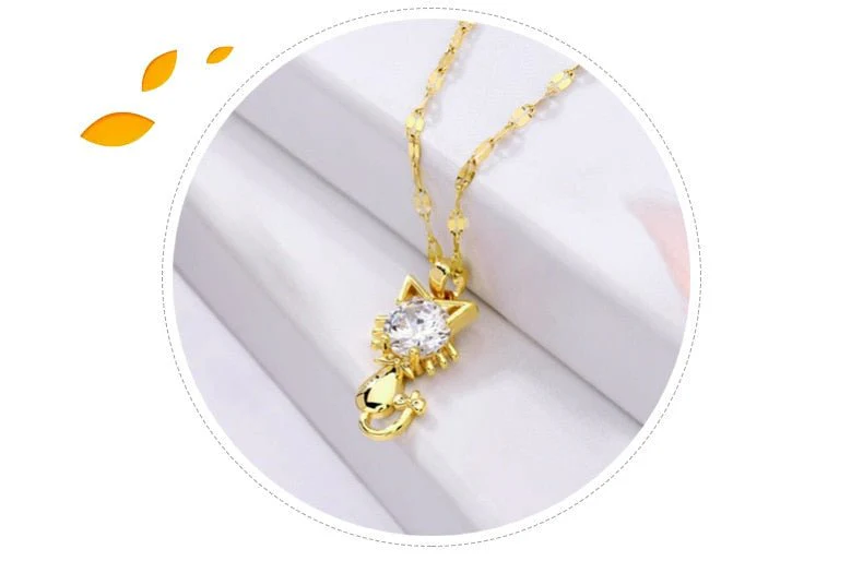Collar de gato con zirconia bañado en oro - Image 5