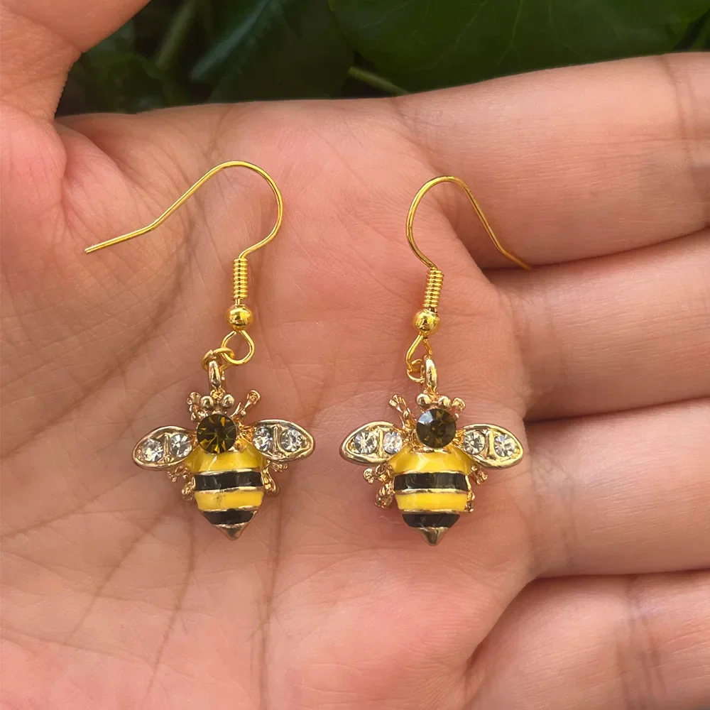 Pendientes de Cristal de Abeja y Panal Dorados - Image 3