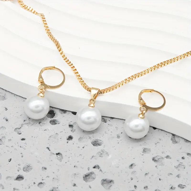 Set de Joyas de Perlas Golden Grace | Oro - Image 3