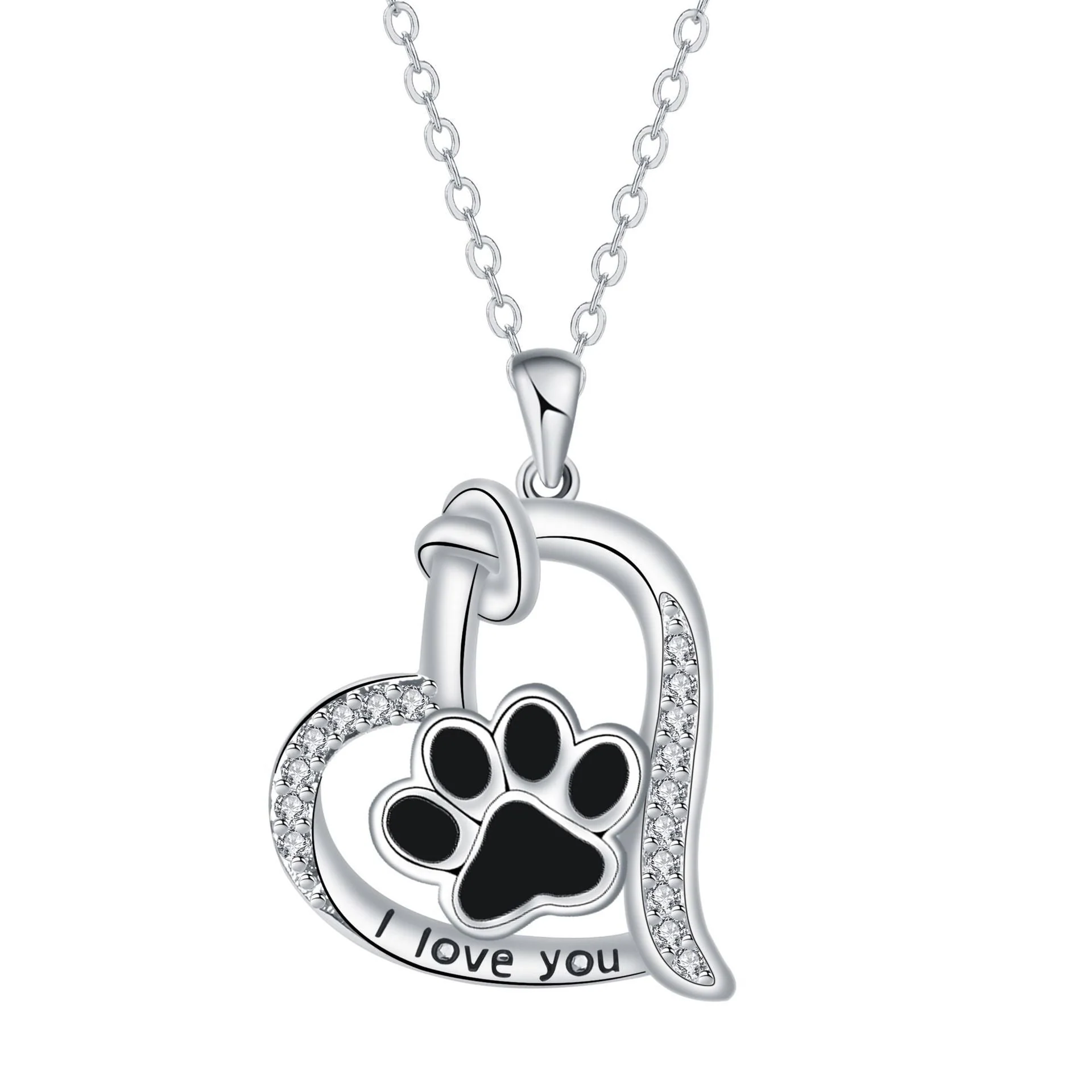 Collar de Huella de Pata de Perro en Forma de Corazón con Zirconia - Image 4