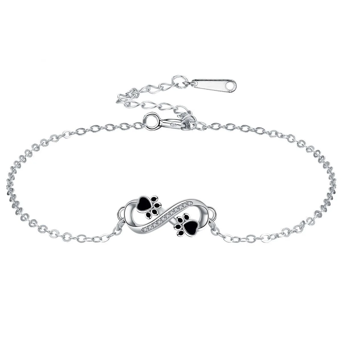 Pulsera de Pata de Mascota con Símbolo Infinito y Zirconia - Image 4