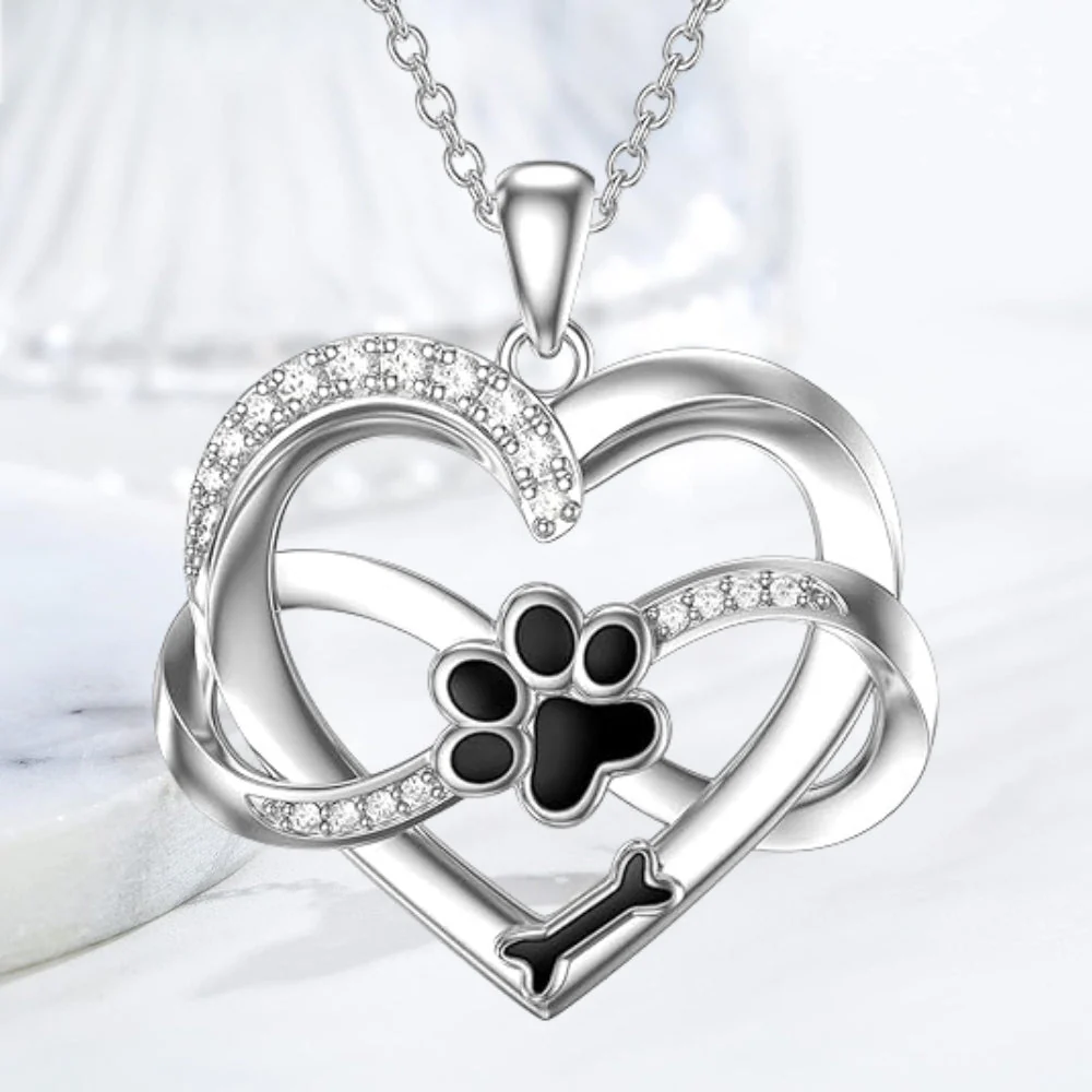 Collar de Infinito, Corazón y Pata en Plata de Ley 925 con Zirconia - Image 3