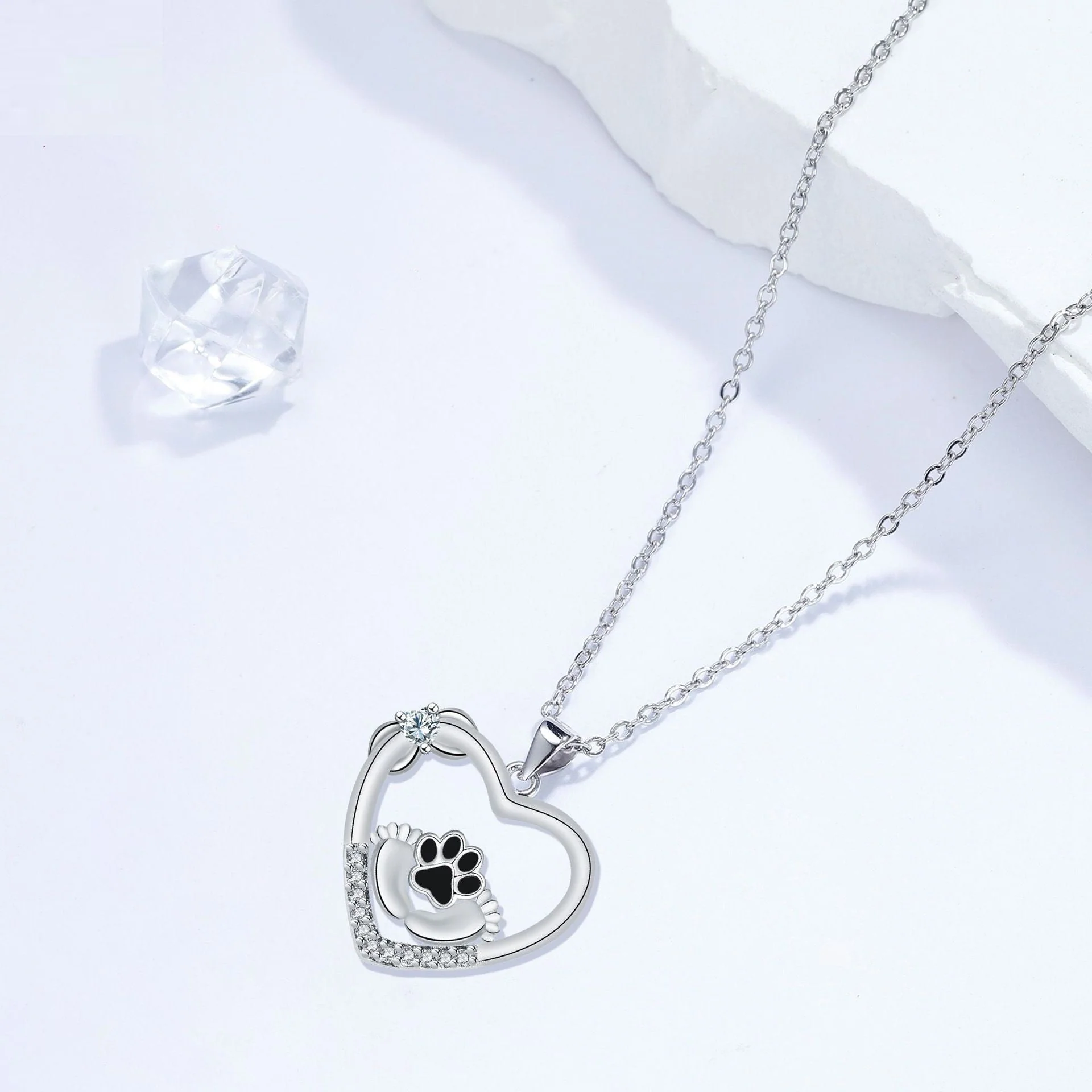 Collar de Huella de Patita de Perro y Zirconia - Image 3