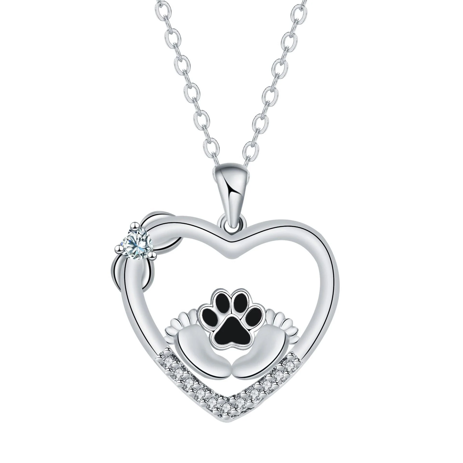 Collar de Huella de Patita de Perro y Zirconia - Image 4