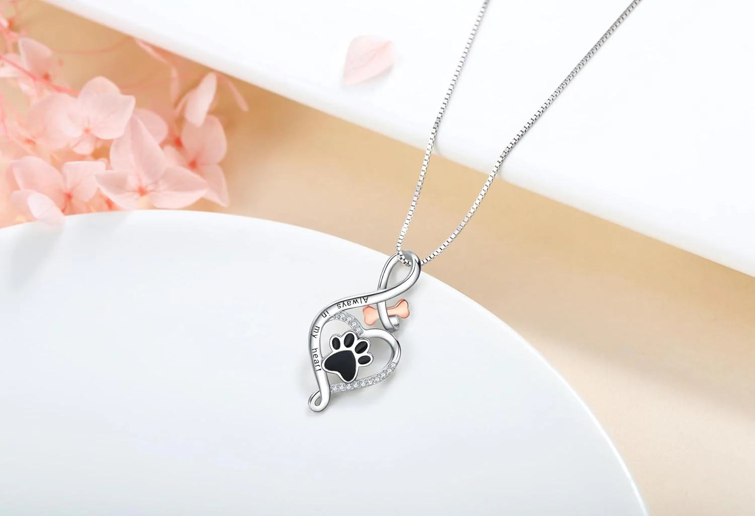 Collar de Pata de la Suerte con Corazón, Hueso e Infinito - Image 3