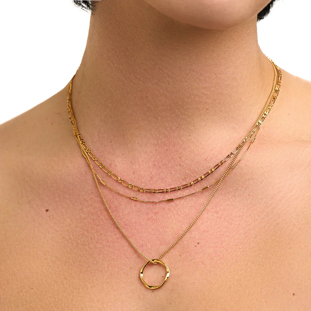 Collar de Círculo Abierto de Tres Hileras | Oro - Image 4