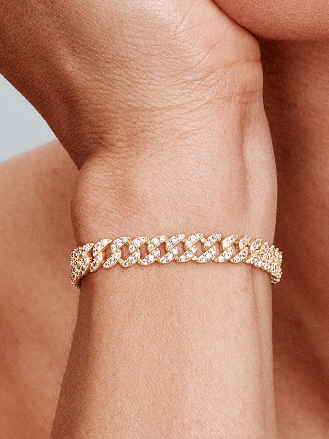 Pulsera Cubana Pavé | Oro Blanco - Image 5