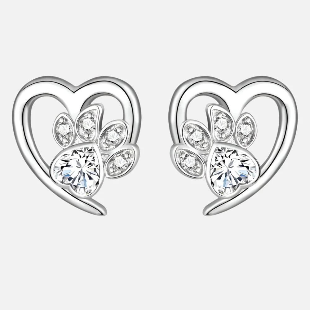 Pendientes de Pata y Corazón con Zirconia - Image 5