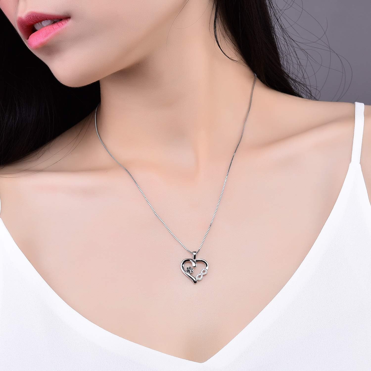 Collar de Pata y Corazón con Dije Infinito - Image 3
