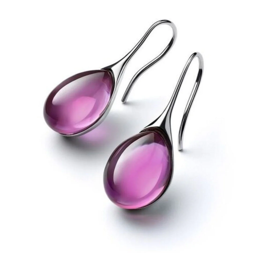 Pendientes de Gota de Cristal en Oro y Plata - Image 6