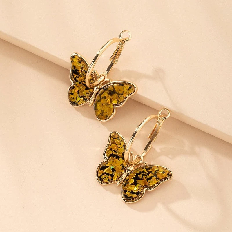 Pendientes Mariposa de Cristal con Esmalte Pintado a Mano - Image 2