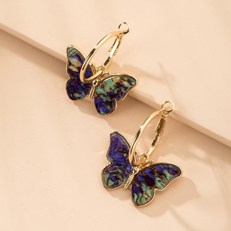 Pendientes Mariposa de Cristal con Esmalte Pintado a Mano - Image 3