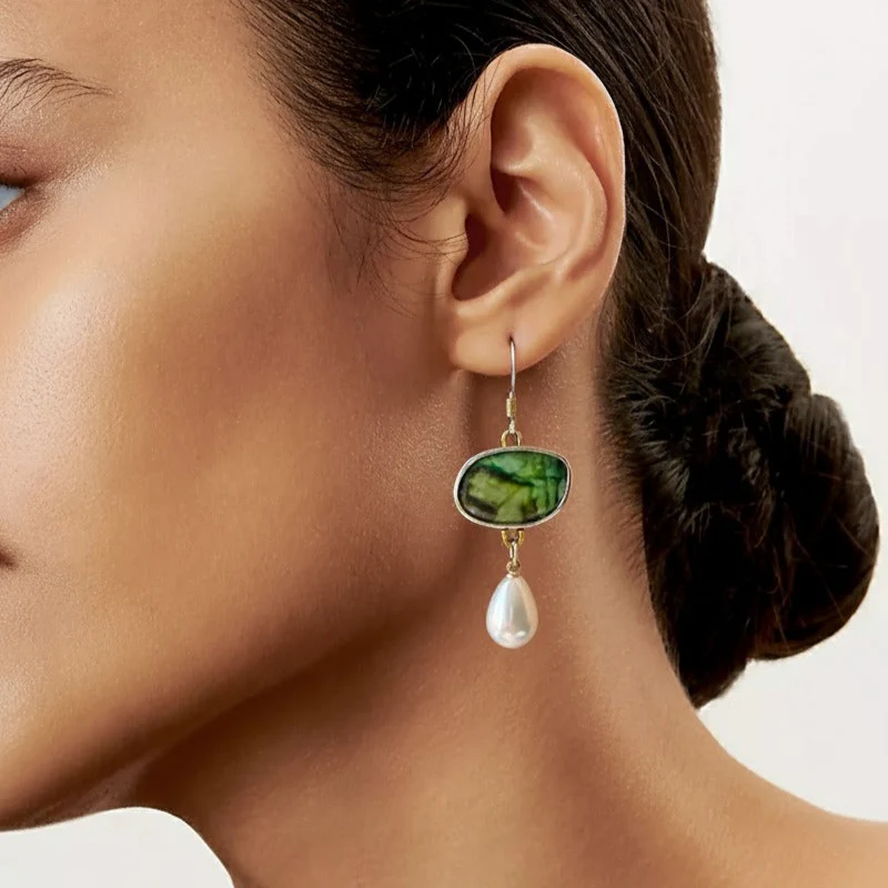 Pendientes Vintage de Piedras Naturales en Plata - Image 2