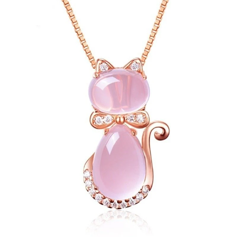 Collar de gato con piedra rosa y zirconia - Image 5