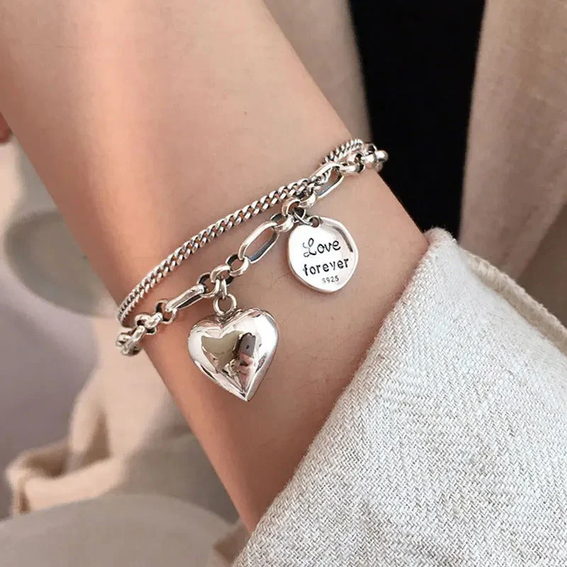 Pulsera de plata 925 con grabado "Love Forever" + 2 charms gratis - Image 4