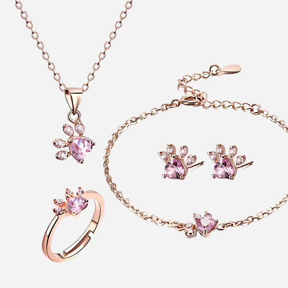 Set de Joyería de Pata en Oro Rosa