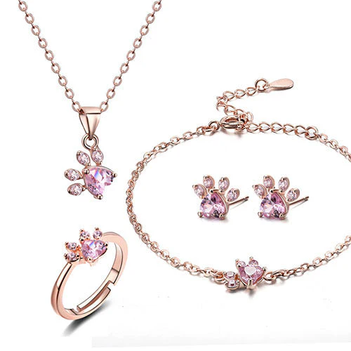 Set de Joyería de Pata en Oro Rosa - Image 3