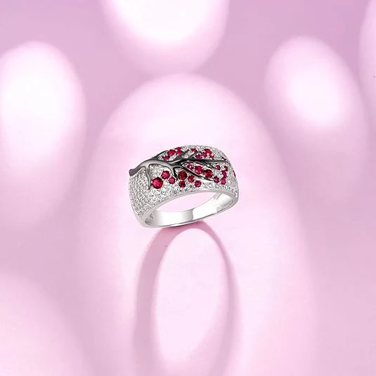 Anillo Árbol Florido de Rubí | Oro Blanco - Image 3