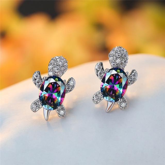 Pendientes de Tortuga Marina en Zirconio y Plata - Image 10