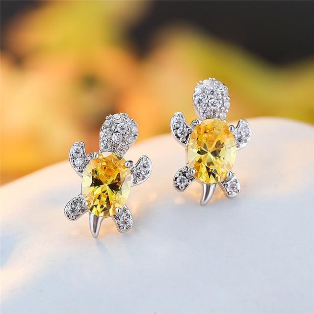 Pendientes de Tortuga Marina en Zirconio y Plata - Image 9