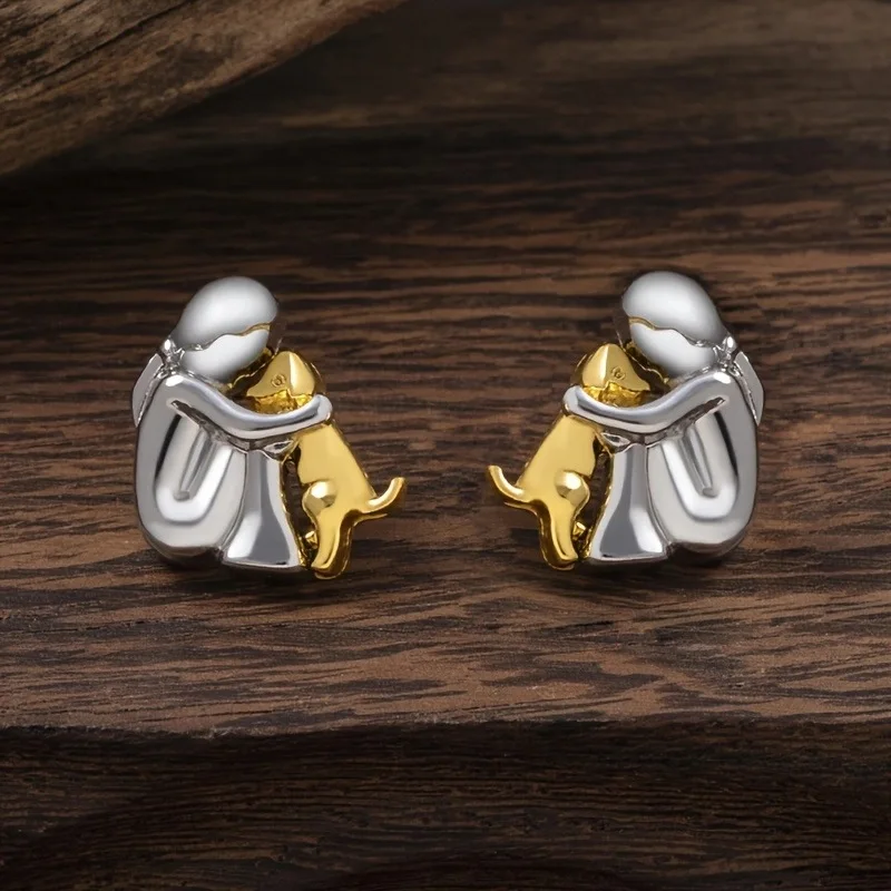 Pendientes de Abrazo en Dos Tonos Plata y Oro