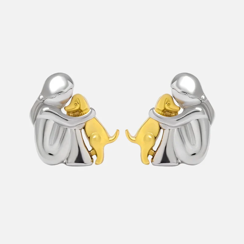 Pendientes de Abrazo en Dos Tonos Plata y Oro - Image 2