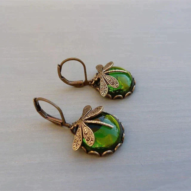 Pendientes Esféricos de Libélula en Oro Viejo - Image 10