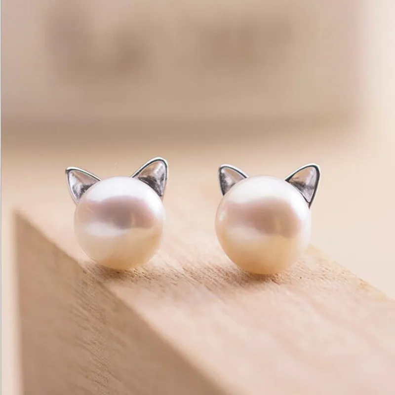 Pendientes de Gato en Plata de Ley con Perla - Image 4