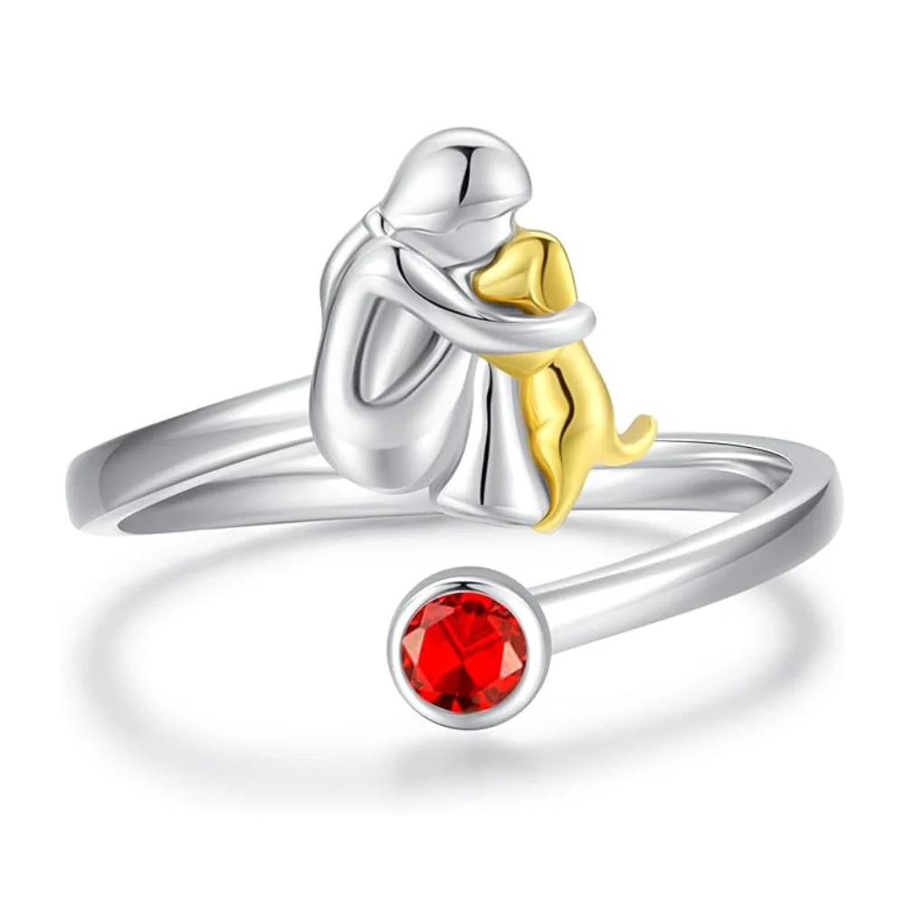 Anillo de Perro y Niña en Plata de Ley - Image 2