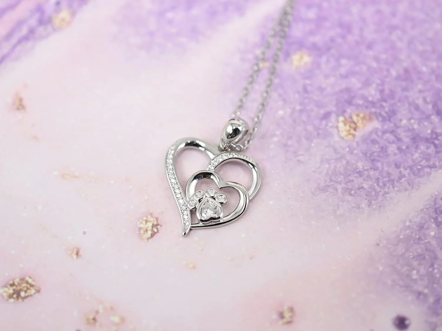 Collar de Pata y Corazón en Plata de Ley con Zirconia - Image 2