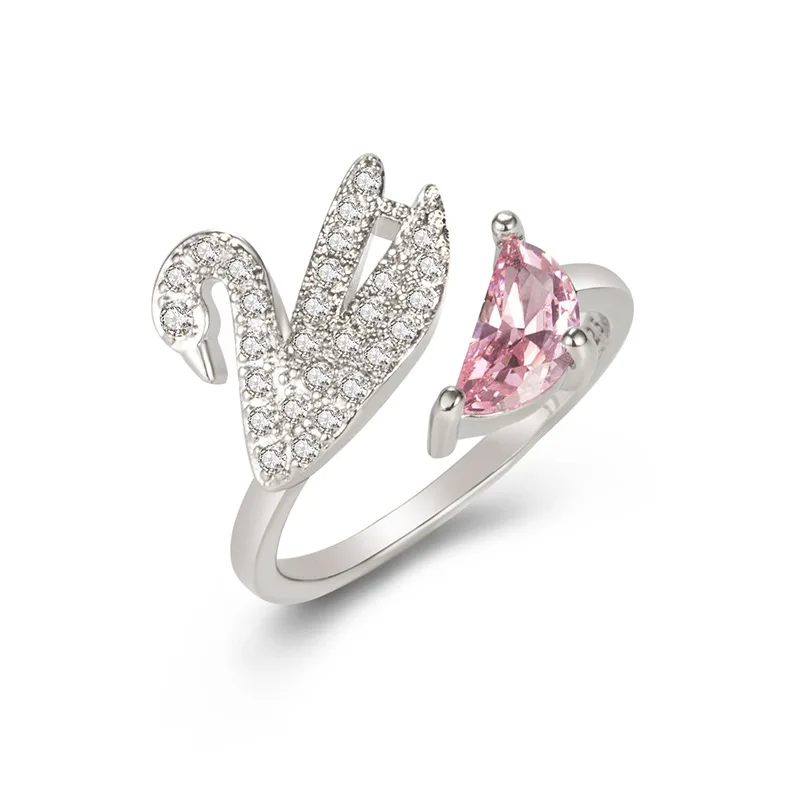 Anillo de Cisne de Cristal - Ajustable en Oro Rosa - Image 6