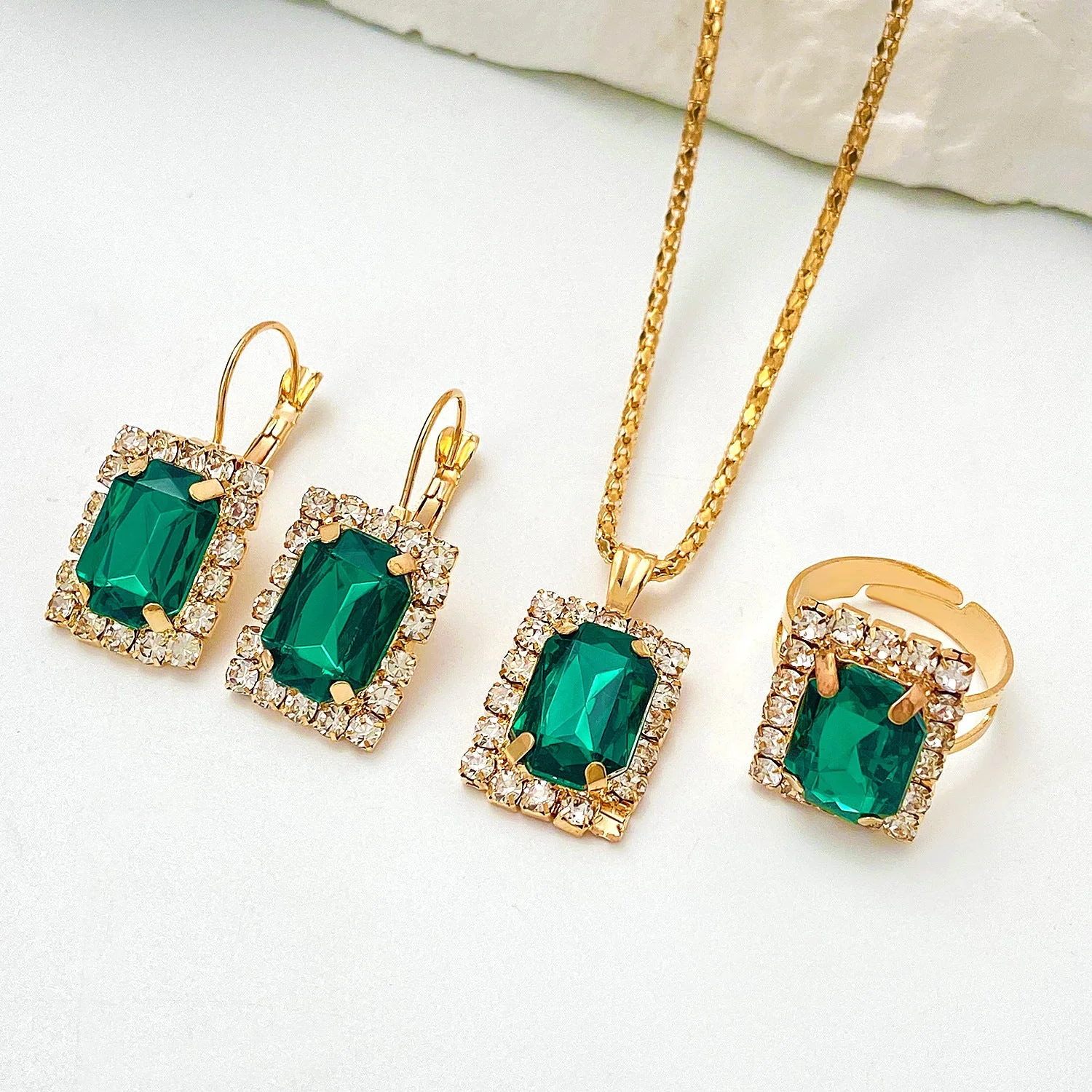 Set de Joyería Sylvara Greenveil | Oro Blanco - Image 2