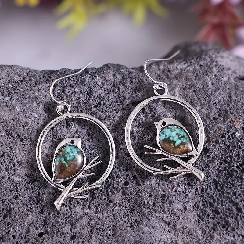 Pendientes Vintage de Pájaro en Rama - Image 4