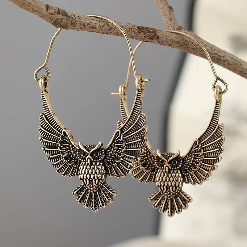 Pendientes de Declaración Bohemios Vintage de Búho - Image 2