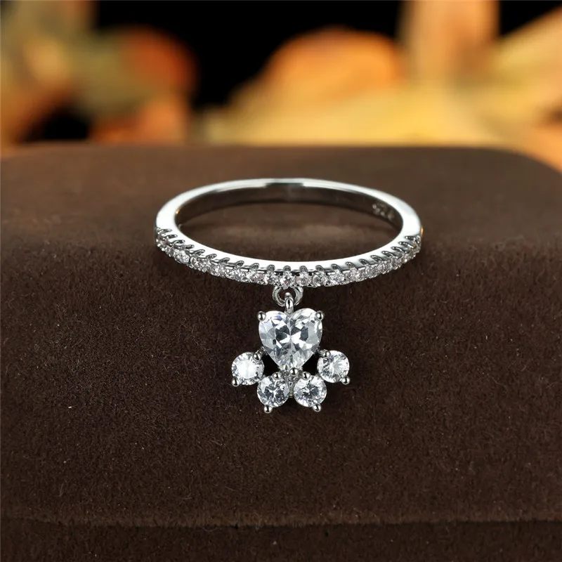 Anillo Vintage de Pata de Gato y Corazón con Piedra - Image 2