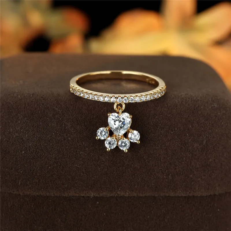 Anillo Vintage de Pata de Gato y Corazón con Piedra - Image 3