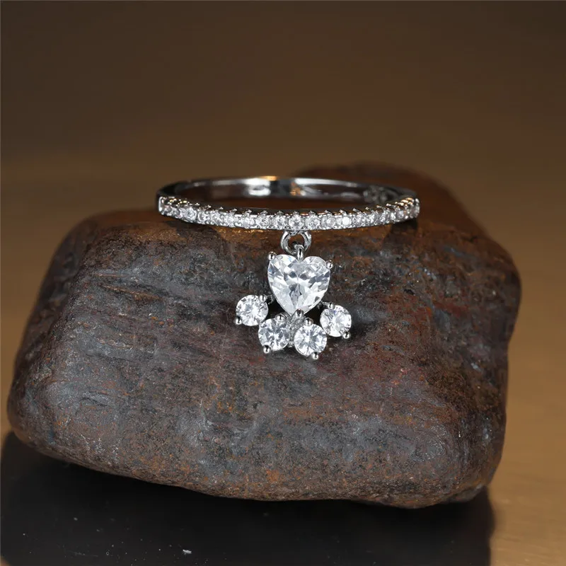 Anillo Vintage de Pata de Gato y Corazón con Piedra - Image 4