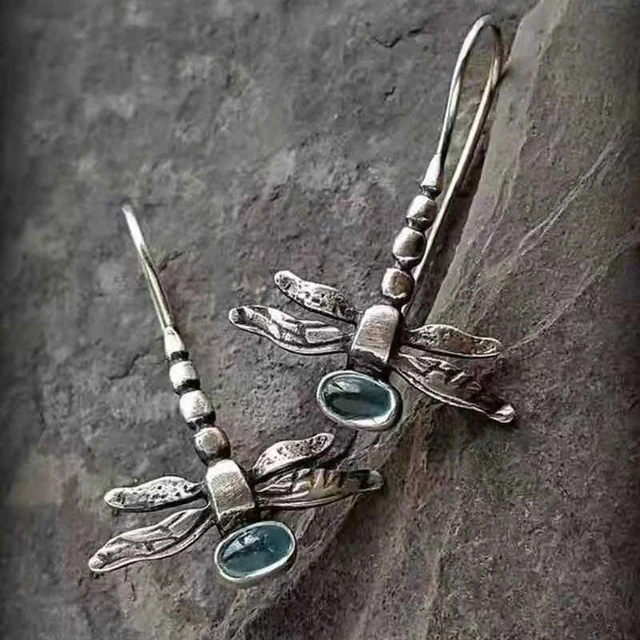 Pendientes Plateados Vintage de Libélula