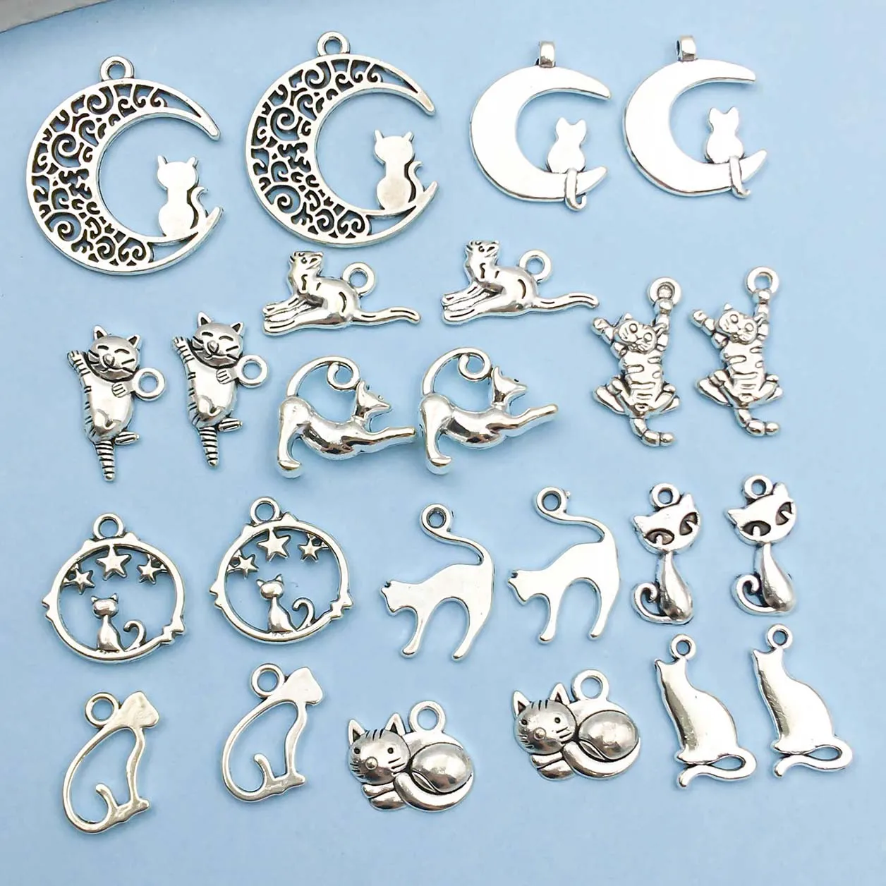 Colección Vintage de Dijes de Gato en Plata